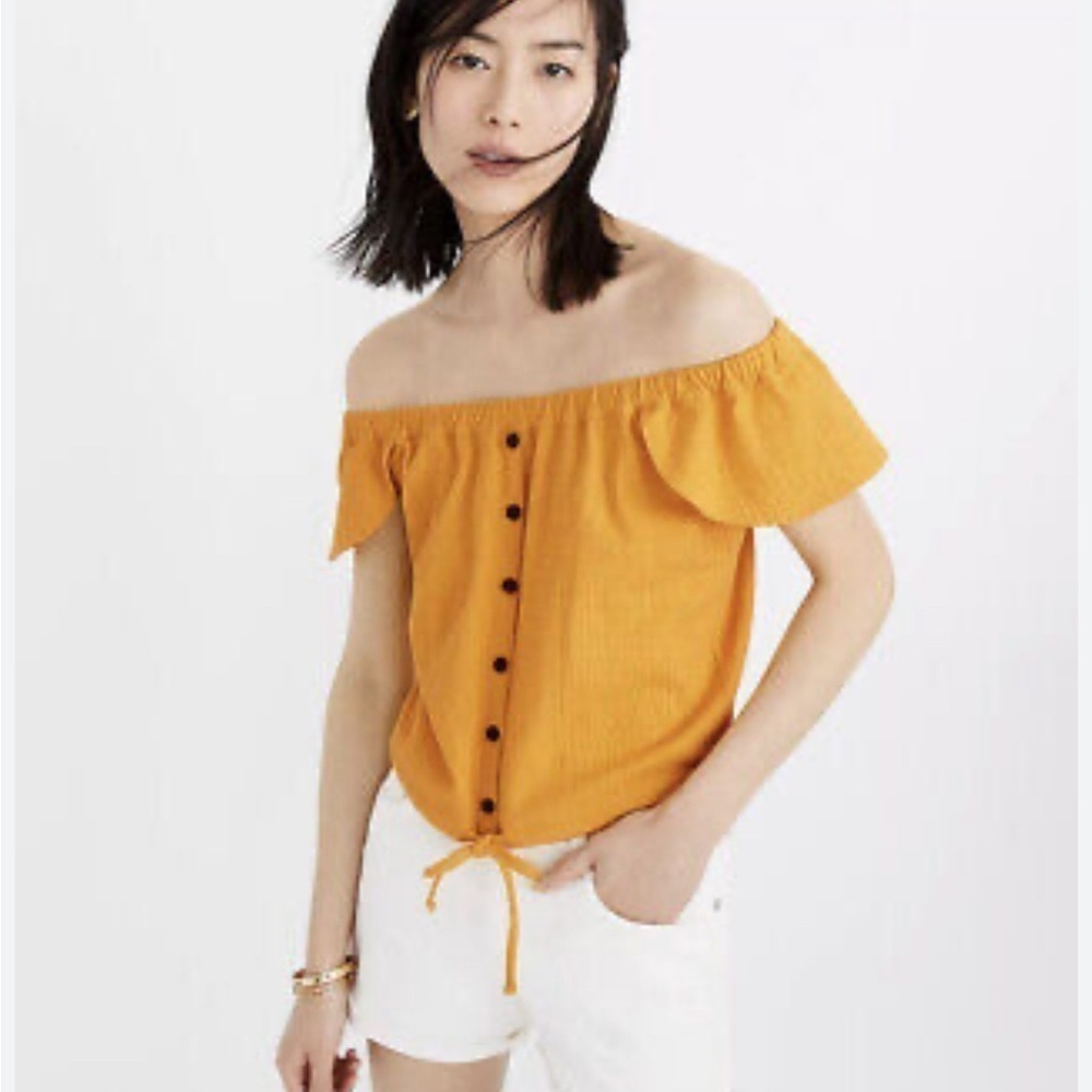 Madewell Yellow Off the Shoulder Top size M